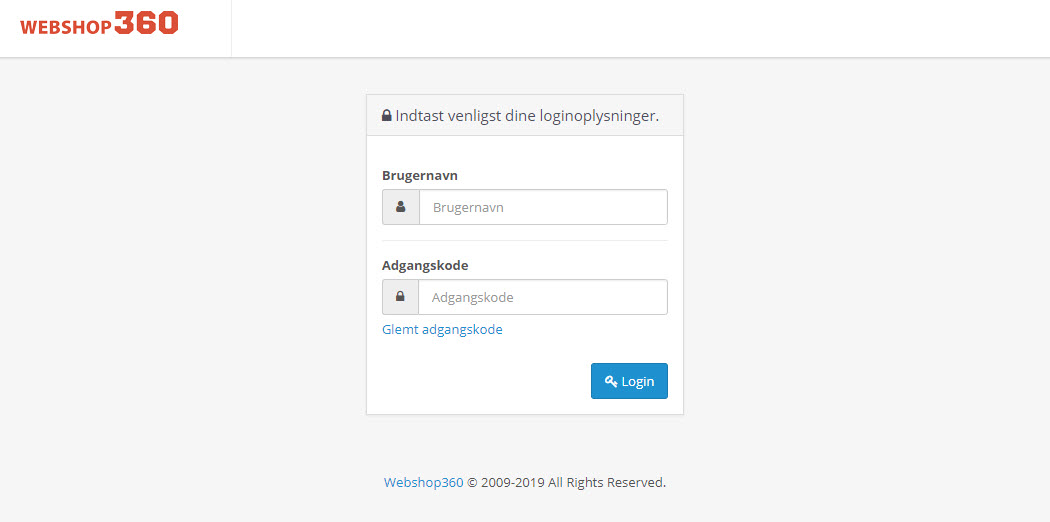 login til webshop360 admin